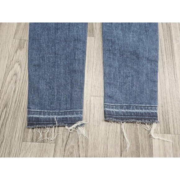 Paige Verdugo Crop Jeans Womens 26 Blue Distressed Raw Hem Skinny Denim Stretch - Picture 3 of 13